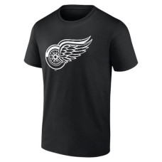 Чоловіча монохромна футболка Detroit Red Wings з персоналізованим ім'ям та номером чорного кольору