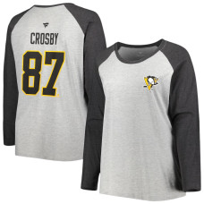 Жіноча футболка  реглан, кольору Heather Gray/Heather Charcoal, команди Pittsburgh Penguins Sidney Crosby Fanatics