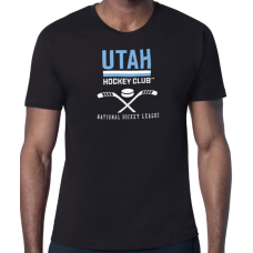 Чоловіча футболка стартового складу хокейного клубу Юта з чорним зображенням половини шайби Чоловіча футболка стартового складу хокейного клубу Юта з чорним зображенням половини шайби