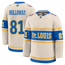 Чоловіча преміальна футболка фанатів команди St. Louis Blues Dylan Holloway Winter Classic 2025 – кремова Чоловіча преміальна футболка фанатів команди St. Louis Blues Dylan Holloway Winter Classic 2025 – кремова