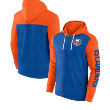 Чоловіча толстовка на блискавці з капюшоном команди Нью Йок Айлендерс Fanatics Heather Royal/Heather Orange Down and Distance