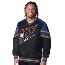 Чоловіча чорна куртка з V-подібним вирізом Reliever для команди Washington Capitals Бренд STARTER Чоловіча чорна куртка з V-подібним вирізом Reliever для команди Washington Capitals Бренд STARTER